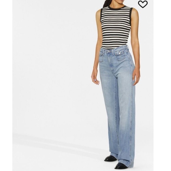 Re/Done 70s Pocket Wide Leg High Waist Jeans Size 29 Vintage Fade - Picture 2 of 14